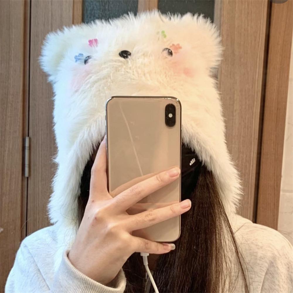 Warm Plush Puppy Hat Soft Ear Protection Hat Sweet Cartoon Fleece Hat  Woman