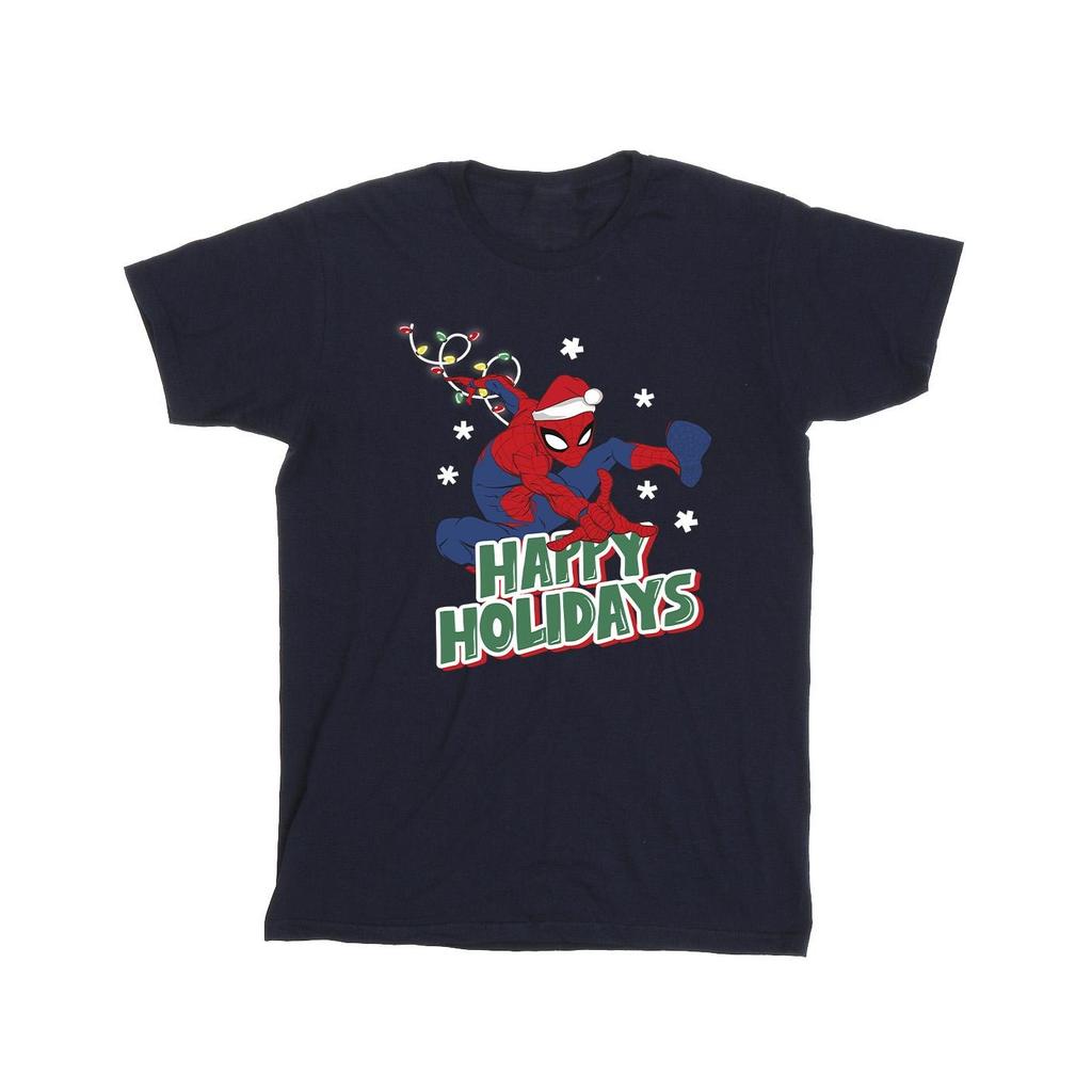 Spider-Man Boys Happy Holidays Cotton T-Shirt