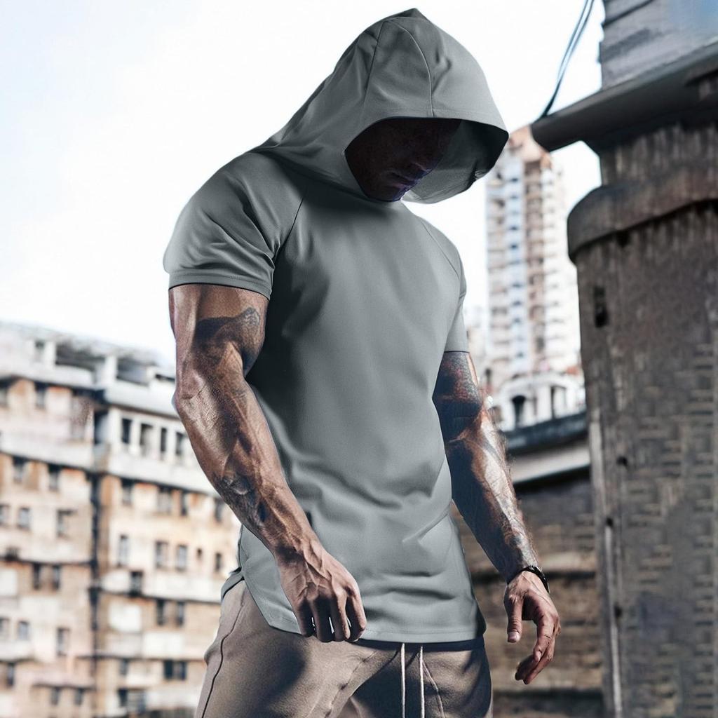 Men's Sports Mesh Quick-drying Short-sleeved Hooded Shirt