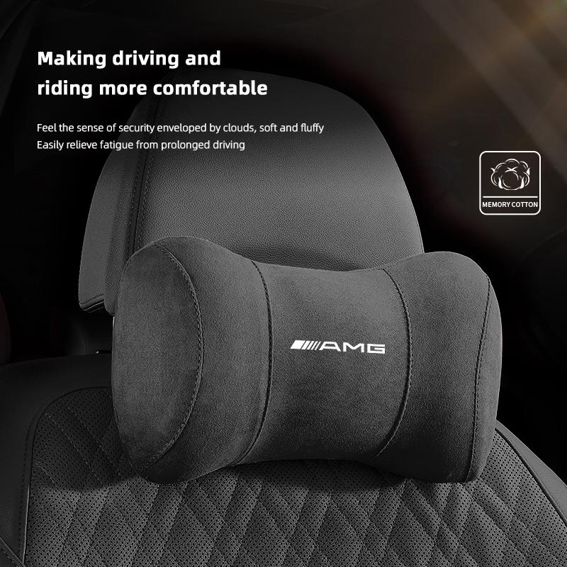 Car Headrest Neck Support Seat Lumbar Cushion Breathable Soft Neck Pillow Auto Accessories For Mercedes Benz AMG A B C E G CLA