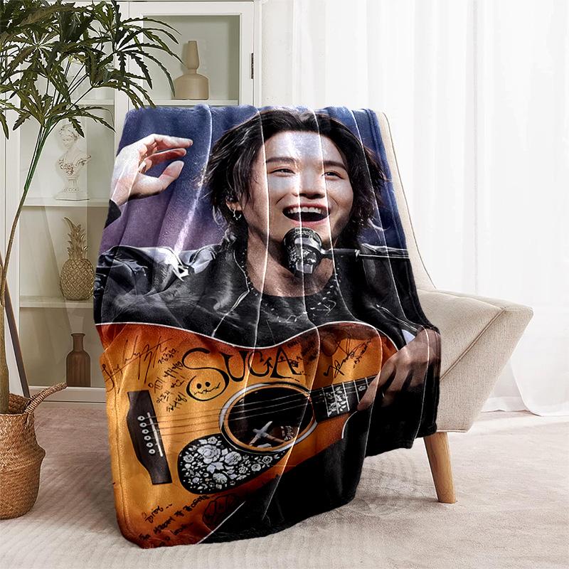 1pc Blanket - Min Yoongi Print Design, Lightweight Blanket for Sofa, Bed- Soft &Warm, Gift for All Seasons