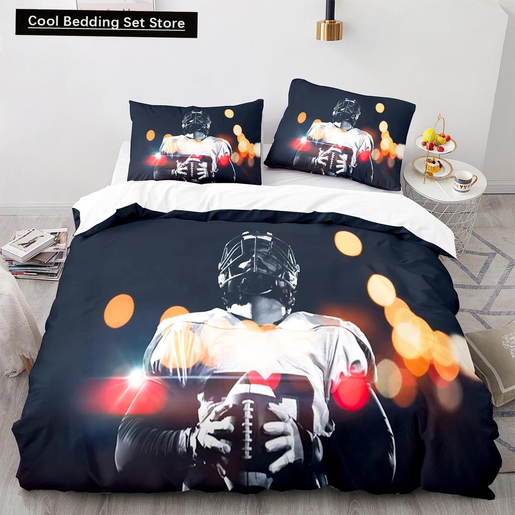 Американский футбол King Queen Пододеяльник с рисунком игрока в регби Комплект постельного белья для детей, подростков, взрослых, мяч, спорт, полиэстеровый пододеяльник