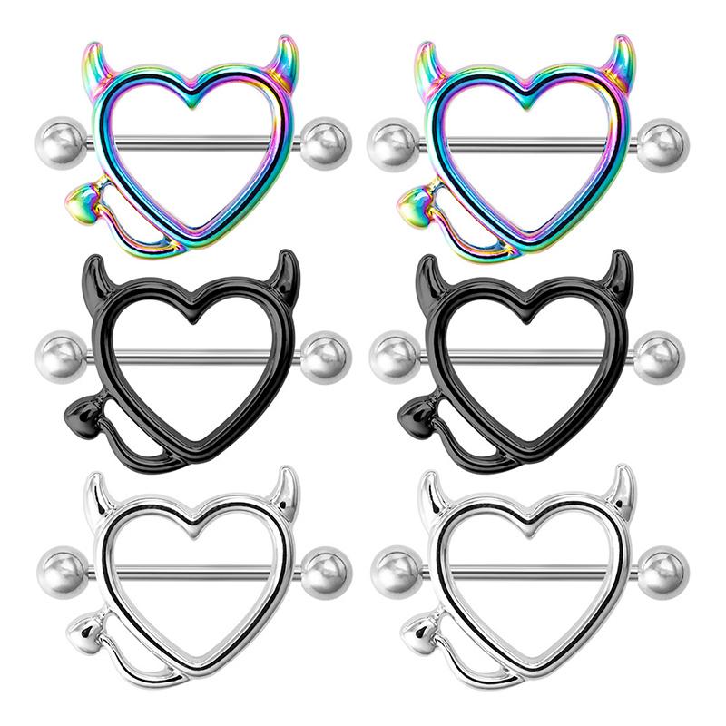 Пирсинг сосков в форме сердец из рога быка, штанга, кольца, хирургическая сталь