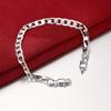 European and American Fashion Exquisite Copper-Plated Silver Jewelry Bracelet, 6/8MM Flat Side Design.