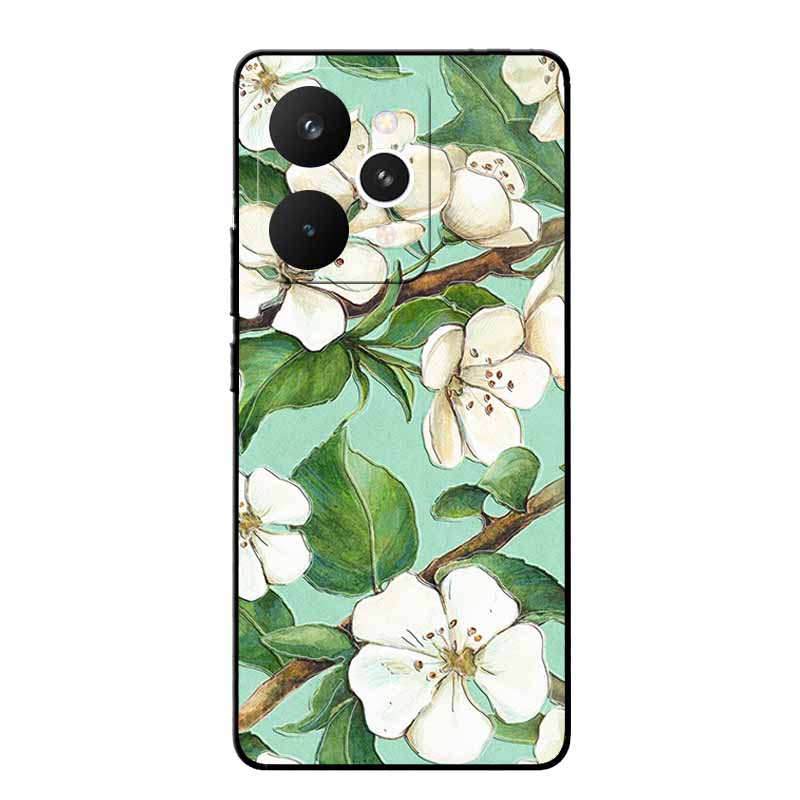 For Realme 15 Pro Cases 3D Relief Flower Emboss Black Silicone For Realme15 Pro 5G Back Cover Cartoon Funda Realme 15 Pro Bumper
