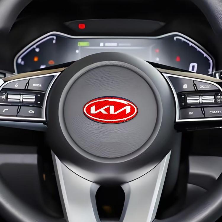 QZGF3 1pcs 3D newest KIA KN carbon fibre steer wheel emblem Sticker Car Steering Wheel Car Interior Emblem Car styling Accessories
