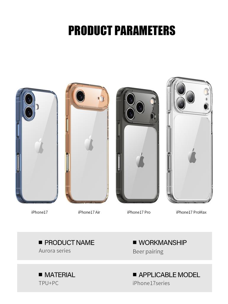 Премиальные прозрачные чехлы для iPhone 17 Pro Max, противоударные, прозрачный защитный бампер для iPhone Air 17 Pro