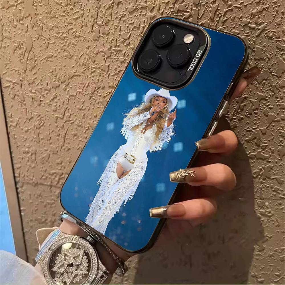 pop diva-B-eyoncé Phone Case For iPhone 17,16,15,14,13,12,11 Plus Pro Max Colored Silver Phone Case