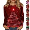 Women's Fashion Casual Long Sleeve Christmas Print Round Neck Top