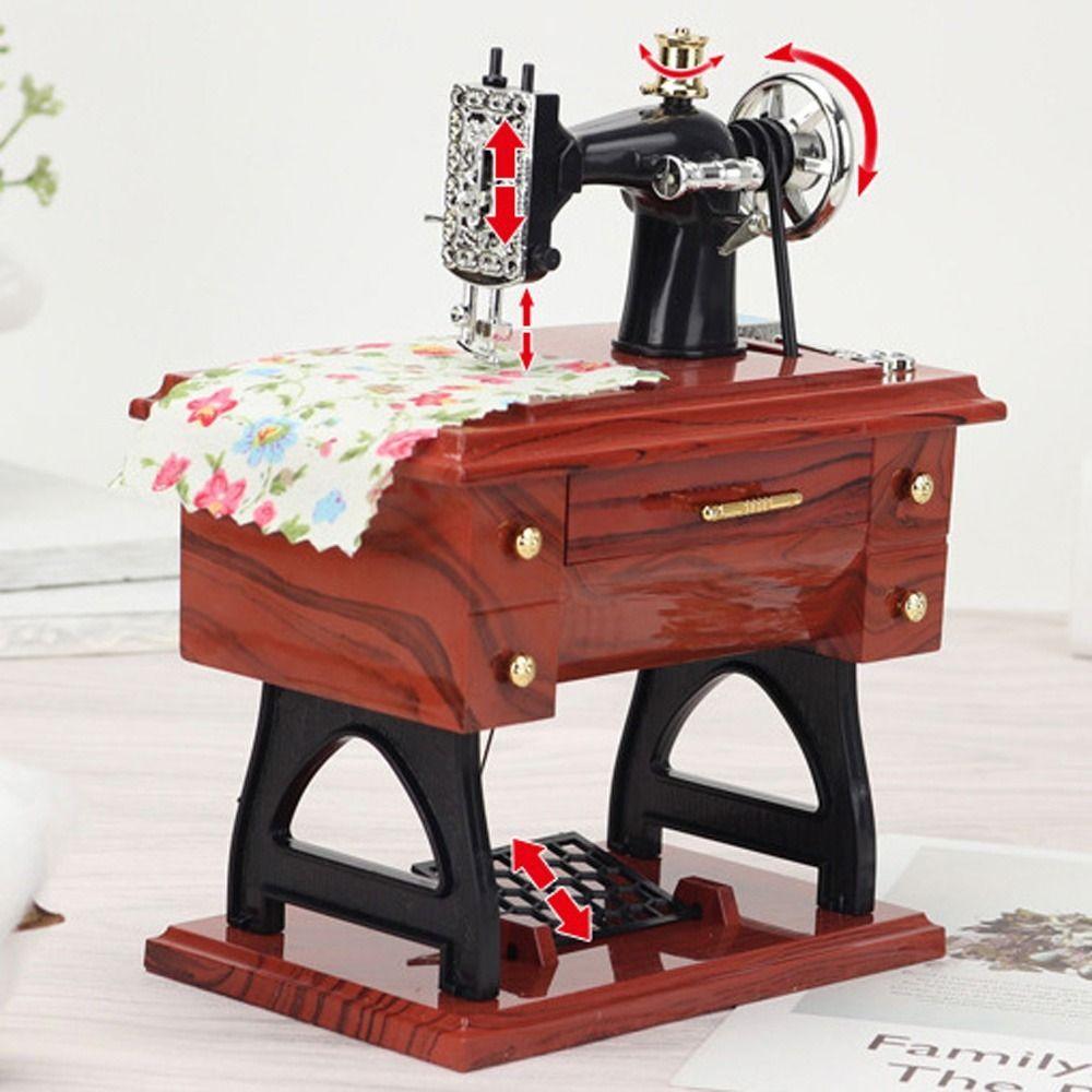 Simulation Dollhouse Sewing Machine Vintage Music Box Dollhouses Miniatures  Home Decoration