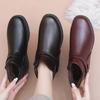 Mother's Shoes, Winter Cotton Shoes, Middle-aged Women's Shoes, Snow Boots, Plus Velvet Warm Non-slip Short Boots, Soft-soled Leather Shoes