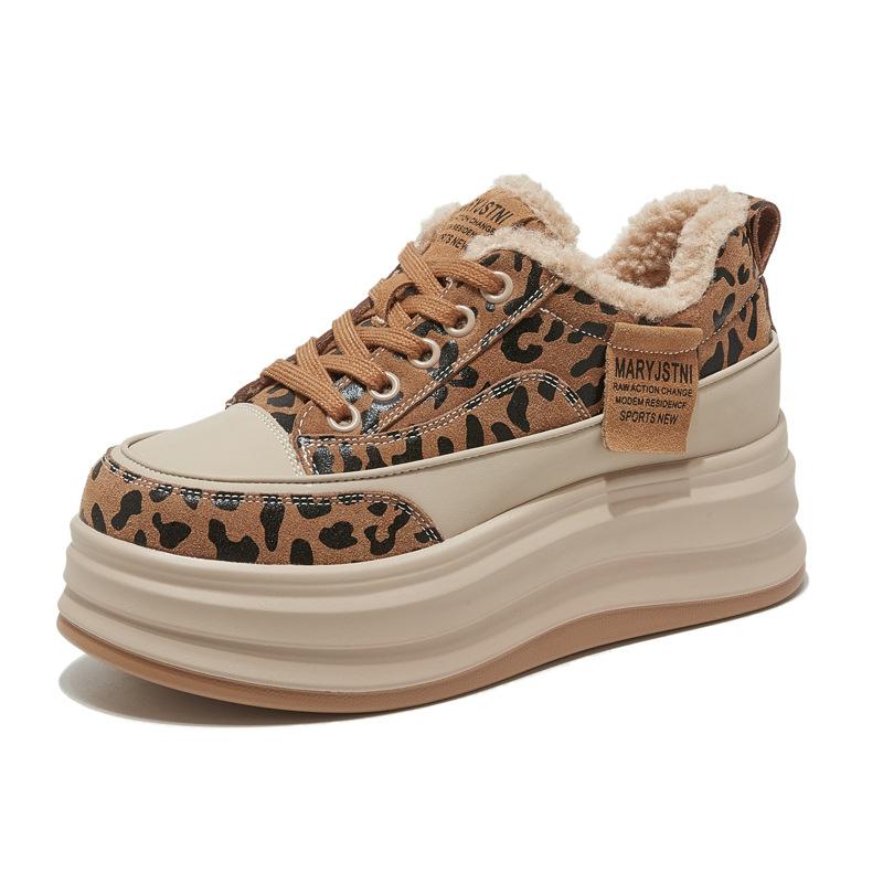Зимние кроссовки на толстой платформе для женщин, теплые нескользящие прогулочные туфли на шнуровке с подкладкой из искусственного меха, женские теннисные кроссовки из искусственной кожи с флисовой подкладкой