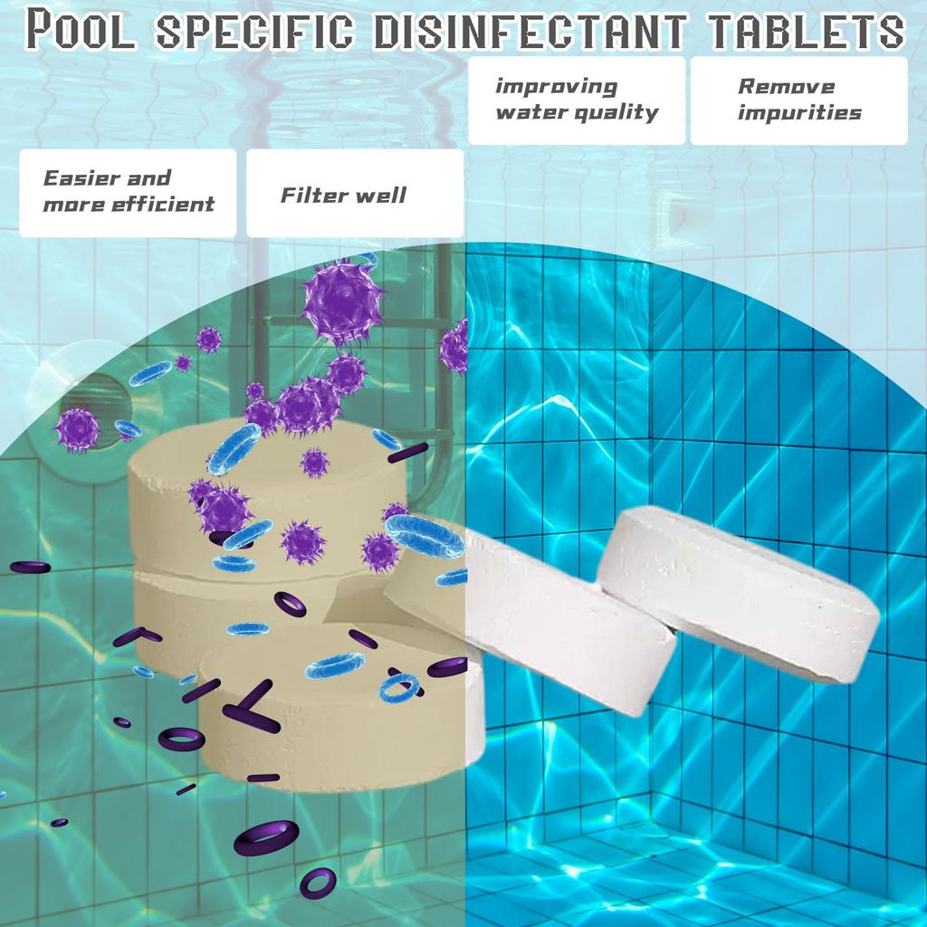 Swimming Pool Disinfectant Tablets, Effervescent Tablets, And Trichlorine Disinfectant 50pcs