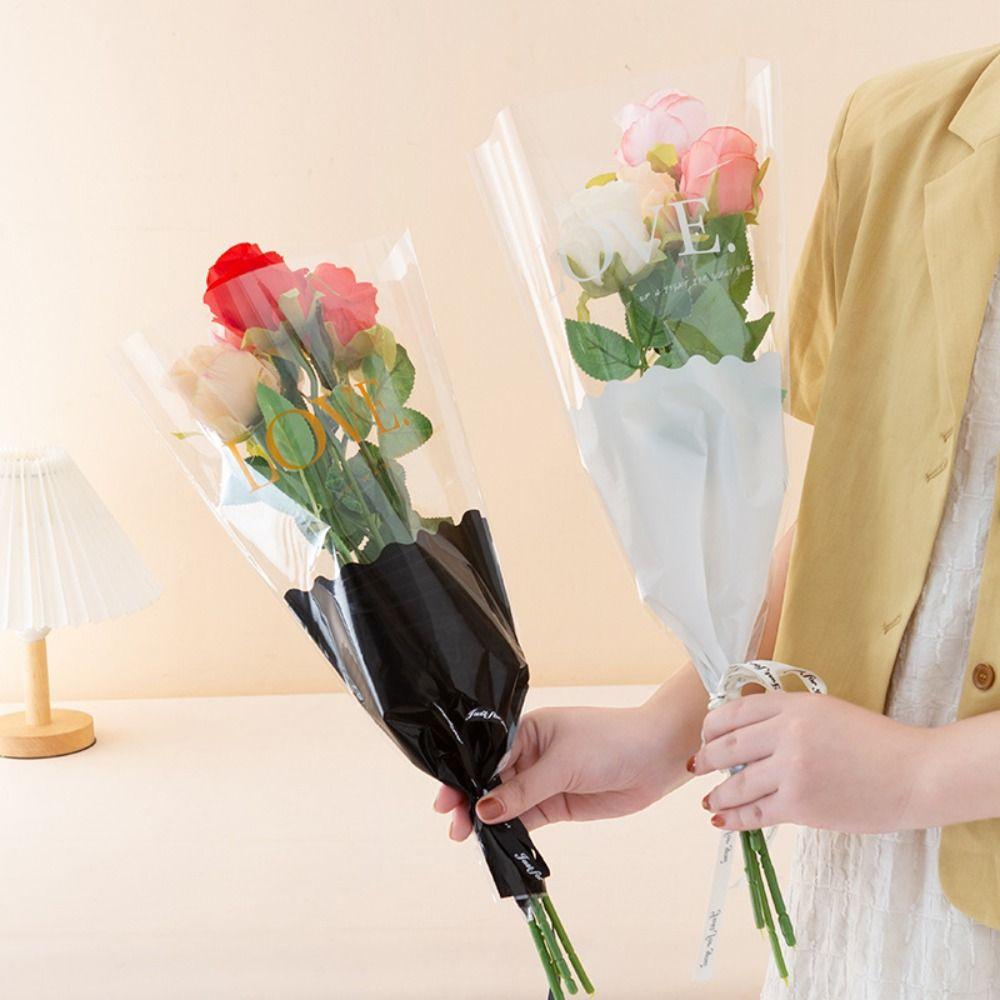 50pcs Waterproof Flower Packaging Bag Package Supplies Bouquet Packing Material Wedding