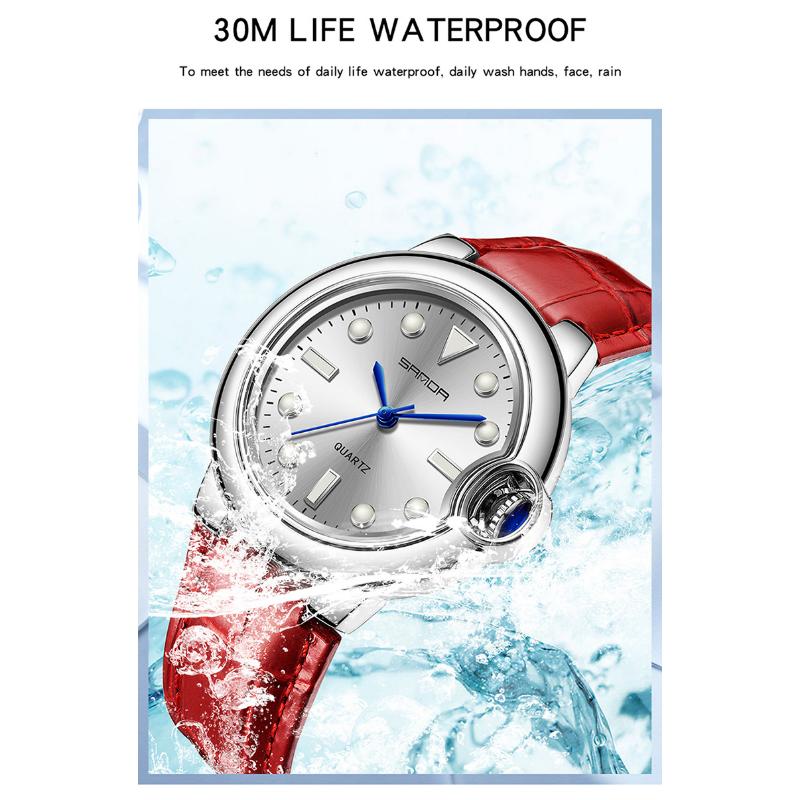 SANDA Couple Trend Cool Men's and Women's Large Dial Waterproof Quartz Watches Fashion Personality Blue Ball Men's Watches