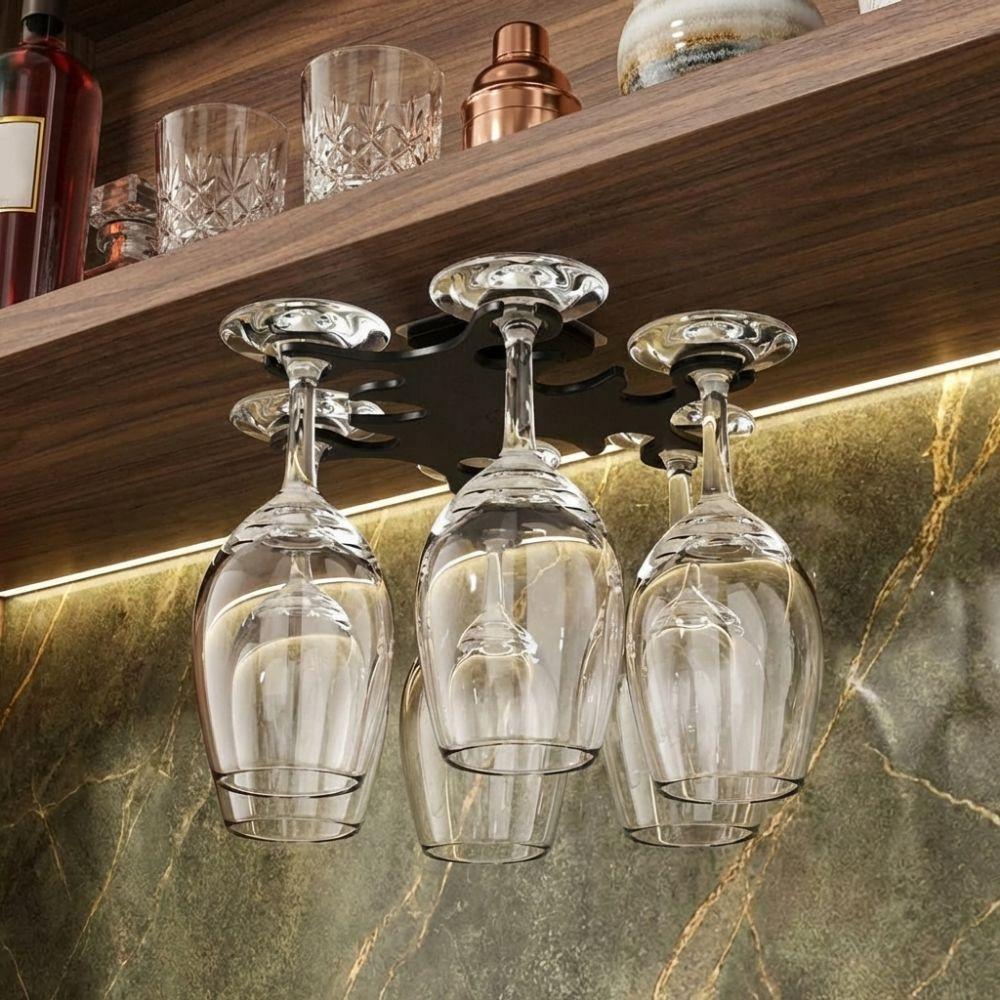 No Punching Glasses Hanging Rack Wall Mounted Goblet Hanging Rack Red Wine Cup Holder Dining Rooms