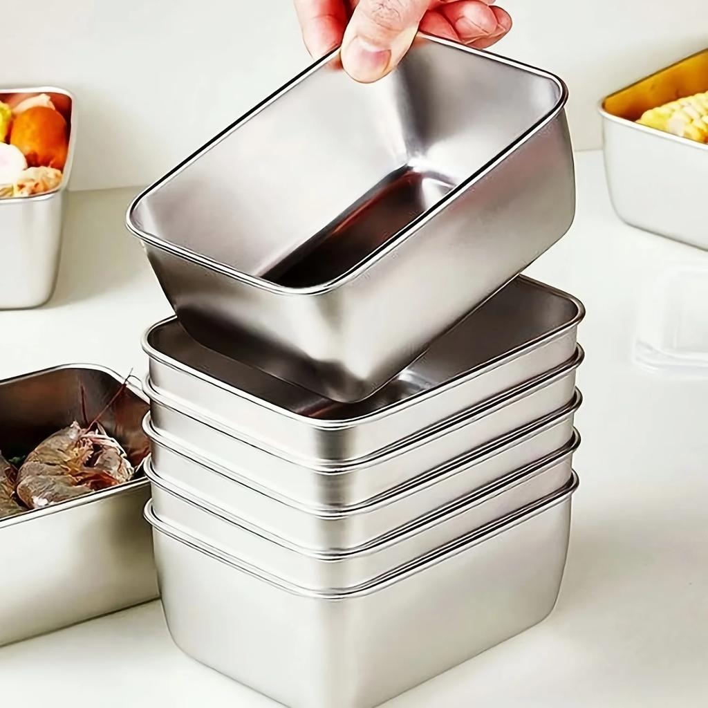 Контейнер для хранения продуктов из нержавеющей стали с крышкой, для хранения в холодильнике, герметичный, штабелируемый, подходит для кемпинга и пикников