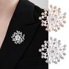 Women Brooch Snowflake Shape Rhinestone Faux Pearl Decor Anti-slip Wear-resistant Suit Coat Collar Hat
