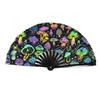 Folding Fan Colorful Holographic Rave Fan Bamboo Ribs Hand Fan Decorative Gifts for Festival Dancing Party
