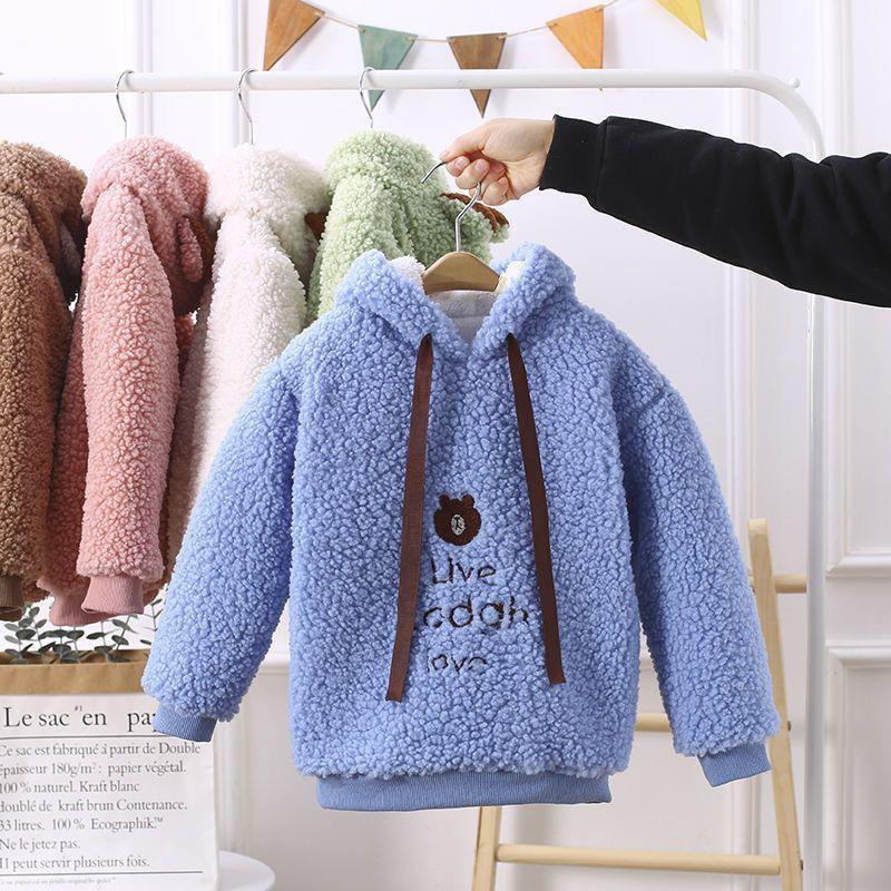 Бархатная толстовка с капюшоном для девочек, модная, утолщенная, теплая, повседневная, с капюшоном, детская кофта