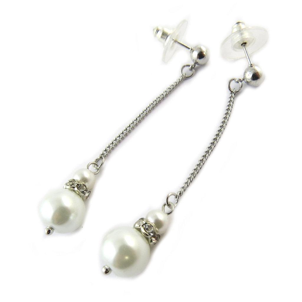 Les Trésors De Lily [N6286] - Silver Ivory Designer 'Sissi' Earrings