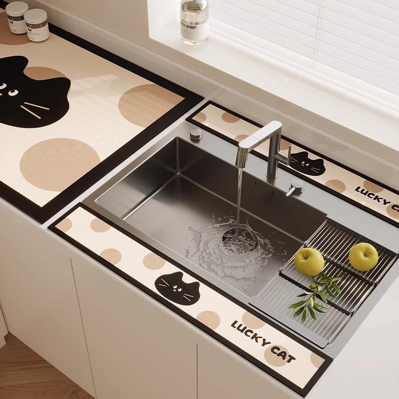 3 шт. Кухонный смеситель Диатомовая земля Пробка для воды Коврик для слива Впитывающий коврик для столешницы в ванной Длинная узкая подставка-костер