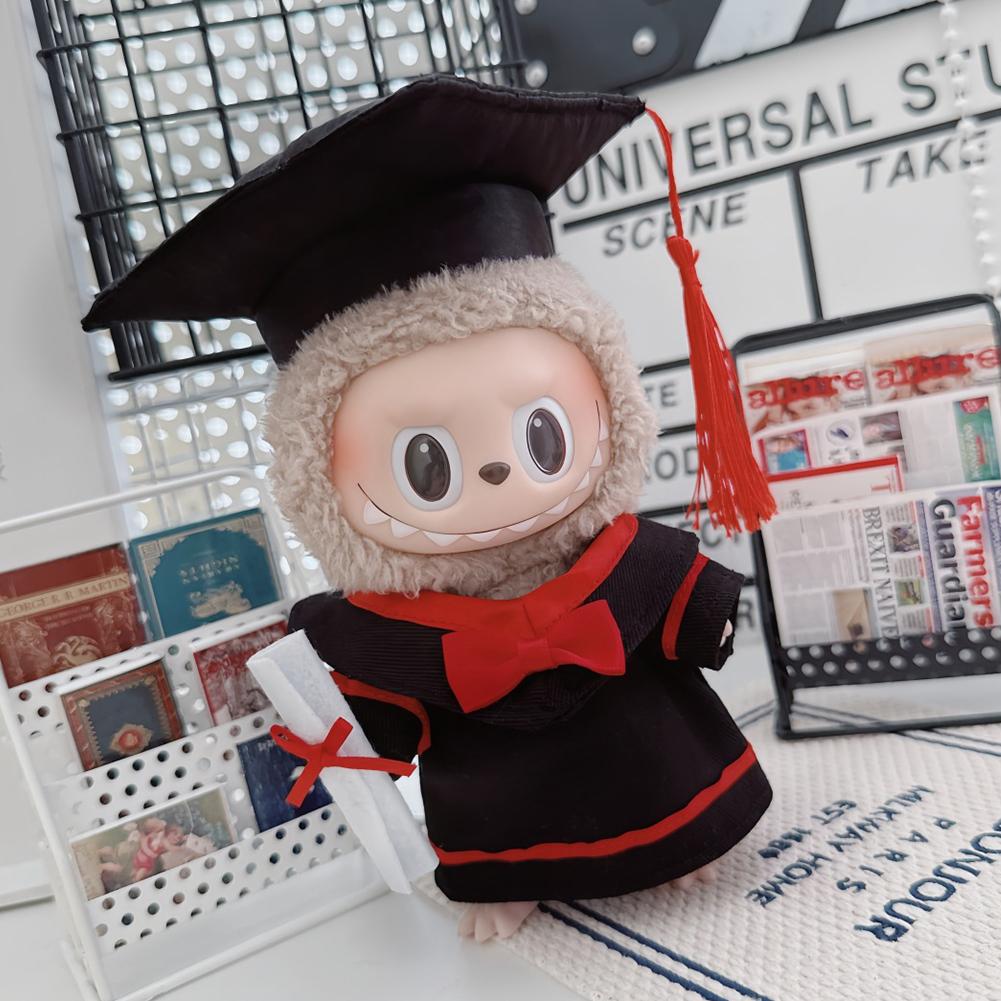 Для 17см Куклы Лабубу Одежда Модная одежда Докторская мантия Платья Подбор цвета Выпускная шляпа Бакалаврская шляпа Аксессуары для кукол Милое украшение