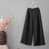 Women's Wide Leg Pants Solid Color Loose Literary Cotton Linen Retro Casual Pants Nine Points Pants Spring Summer Autumn