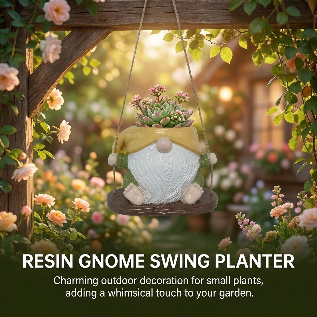 Resin Planter Pot With Swing Design For Outdoor Garden Decoration Durable And Lightweight