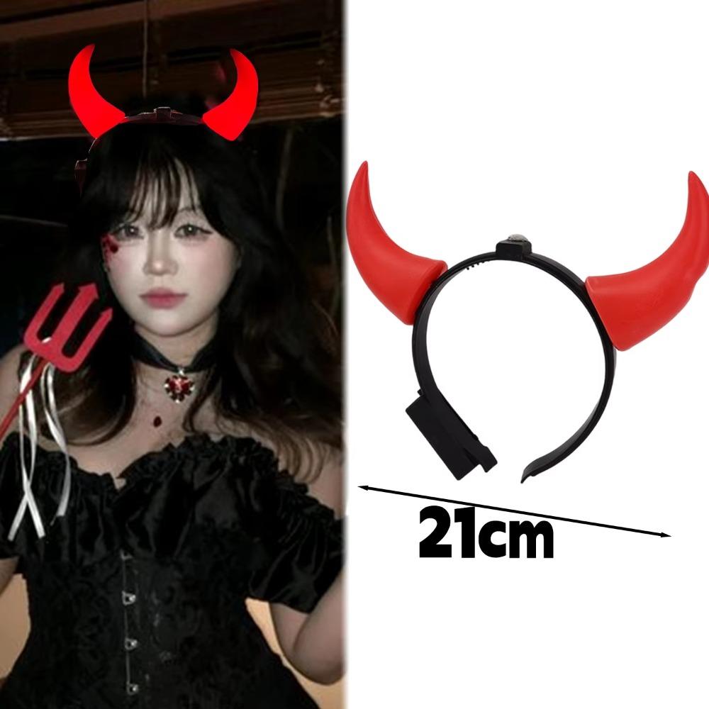 Red LED Light LED Headband Bull Horns Devil Hair Hoop Durable Party Headwear Cosplay Costume