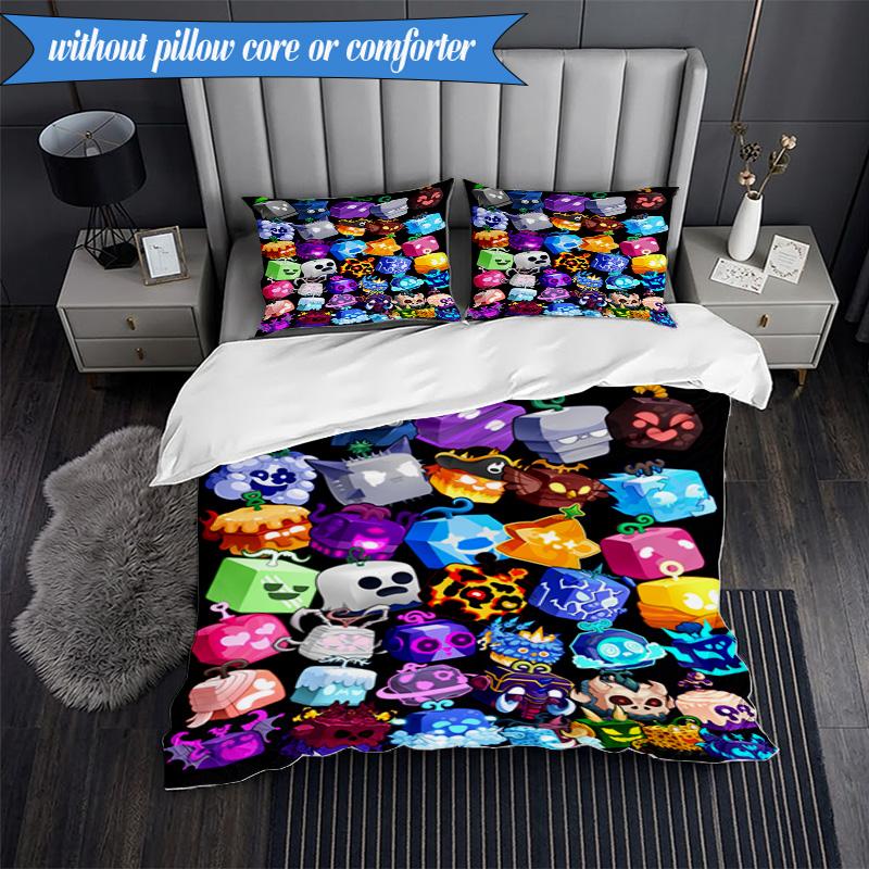 Colorful Cube Creatures 3pcs K-pop music group Bedding set,Ideal for Bedroom, Dormitory,Including Duvet Cover And 2pcs Pillowcases,Fan gifts