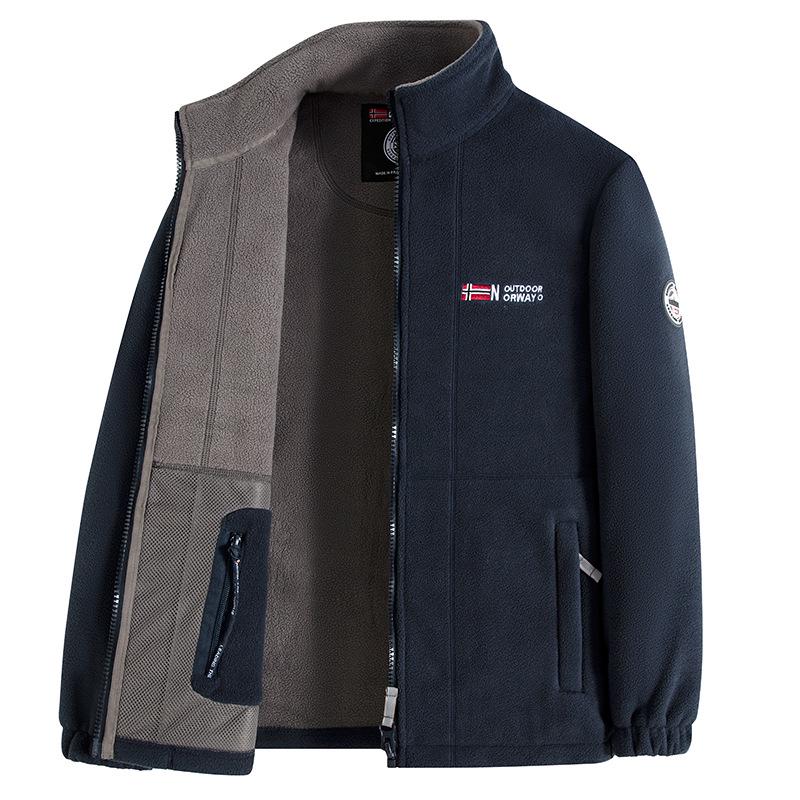 Высококачественная утолщенная норвежская зимняя куртка из флиса и хлопка с вышивкой и воротником-стойкой