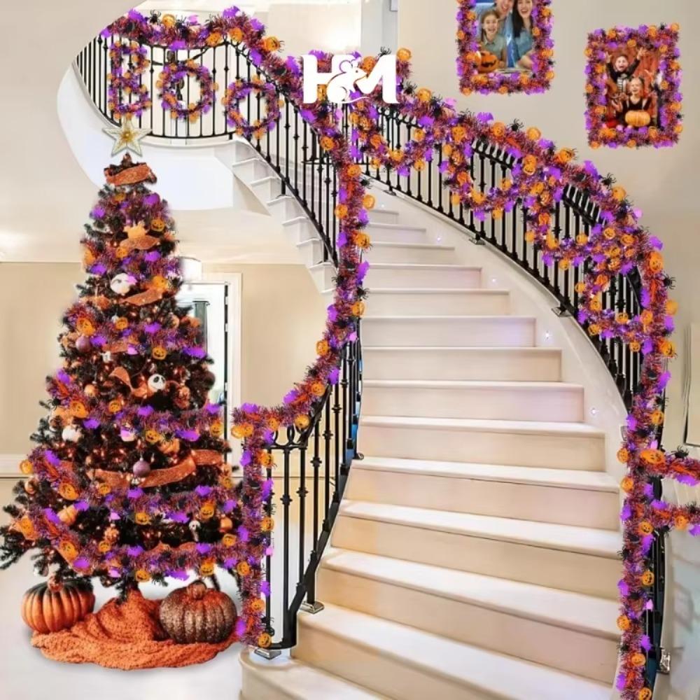 Halloween Streamers Strips Hanging Pendant Pumpkin Spider Bat Colorful Strips Garlands Happy Halloween Day Party Decor For Home
