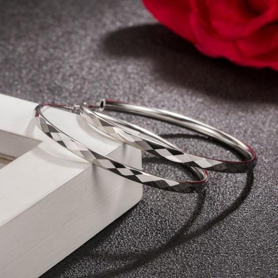 1 пара сережек-колец с блестящей ромбовидной текстурой, женские большие круглые серьги в стиле хип-хоп, ювелирные изделия