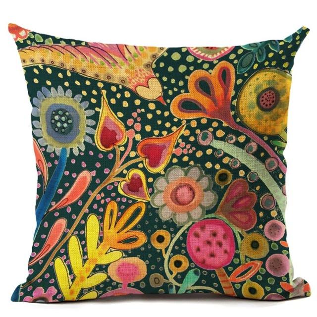 Animal Bird Pattern Cushion Cover Bird Cotton Linen Decorative Pillowcase For Sofa Plant Pillow Case Cover Kussensloop Almohada
