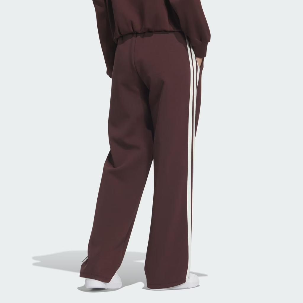 Adidas Soft Doubleknit Pant Lightweight Sports Drawstring Striped Straight Leg Casual Pants Women Bottoms Dark-Brown KB7588