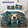Beagle and Leaves Pattern Bedding Home Decoration Birthday Gift (1 * duvet cover + 2 * pillowcase, without core)