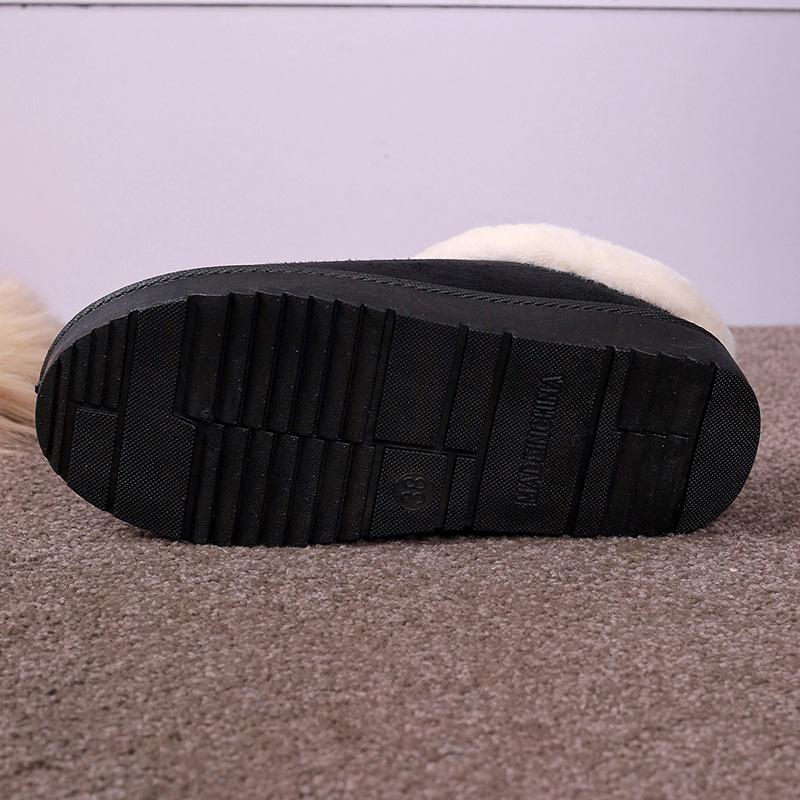 Женские зимние ботинки большого размера с круглым носком и толстой подошвой, повседневные короткие ботинки из толстого бархата, теплые, с ленивым носком, хлопковые туфли, однотонные, 36-42