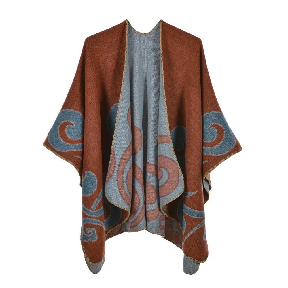 Ponchos Coat Cashmere Scarves Women Winter Warm Shawls And Wraps Pashmina Thick Capes Blanket Femme Scarf