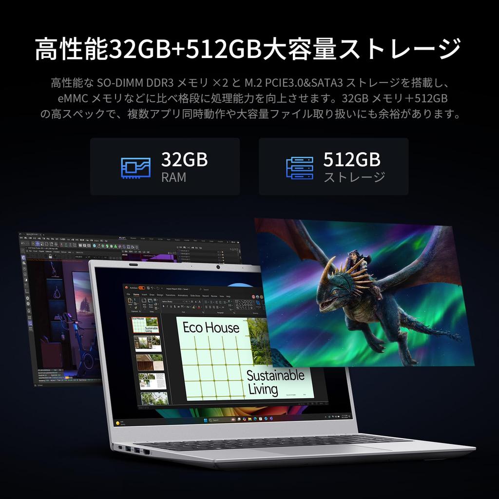 UOWAMOU Office 2024 6500Y 32GB RAM 512GB 1920x1080 IPS LCD Windows 11 Fast Heat Quiet USB Gen 1 X USB X TF Card WIFI BT Numeric Japanese Keyboard