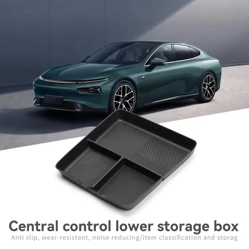 Для Xpeng P7/P7i 2025 2025 TPE Нижний ящик для хранения на центральной консоли Автомобильные органайзеры-лотки Упорядочивание Аксессуары для интерьера автомобиля Черный