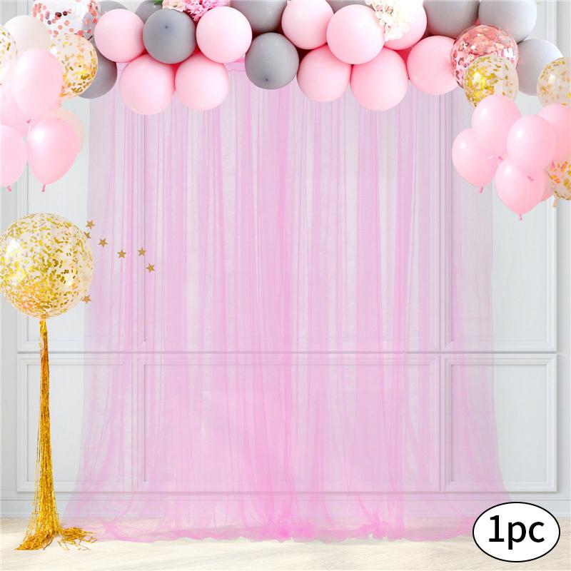 Tulle Curtain White Background Roller Curtain Wedding Party Arch Drape Hotel Banquet Outdoor Activities Decorative Valance Drape