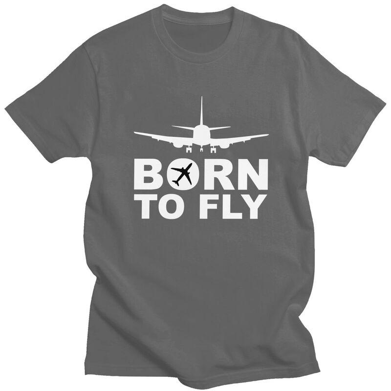 Мужская футболка с принтом 'Born To Fly' Самолет, короткий рукав, 100% хлопок, повседневная, авиация, самолет, подарок пилоту, модная футболка