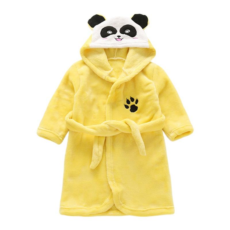 Autumn Winter Kids Sleepwear Baby Robes Flannel Bath Robe For Toddler Boy Girl Panda Hooded Nightgown Cute Childrens Pajamas