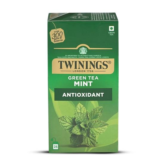 Twinings Зеленый чай с мятой, 25 чайных пакетиков, Зеленый чай, Освежающий мятный вкус, 50 грамм