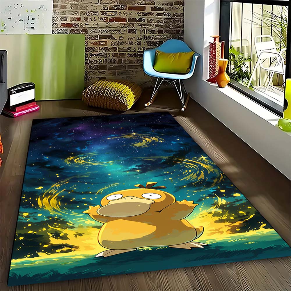 Коврик для пола Pokemon Psyduck, милый, с изображением утенка из мультфильма, моющийся, противоскользящий, для детской комнаты