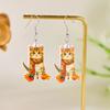 Мультяшный шарф с принтом кошки акриловые серьги для женщин милые серьги-подвески с белкой и сосновой шишкой уникальные ювелирные аксессуары