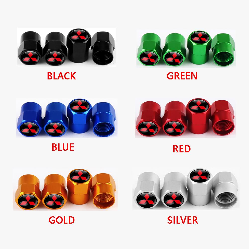 4PC Car Badge Wheel Tires Valve Caps Metal Tyre Dust Cover For Mitsubishi Outlander Lancer 10 9 ASX RALLIART Eclipse L200 EVO