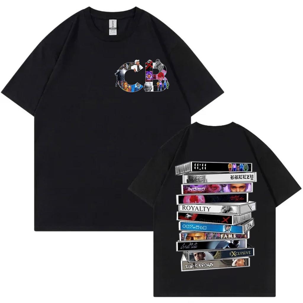 Rapper Chris Brown Albums Disks Graphic T Shirts 2024 Concert Tour Fan Gift Tshirt Mens Womens Fashion Hip Hop Retro Tshirts