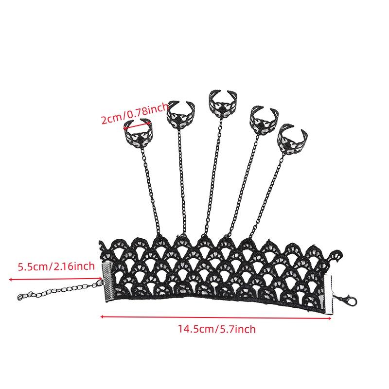 Готический стиль Преувеличенная индивидуальность Цепочка на один палец Женская Ретро Полая Кисточка Цепочка на ноготь и тыльную сторону кисти
